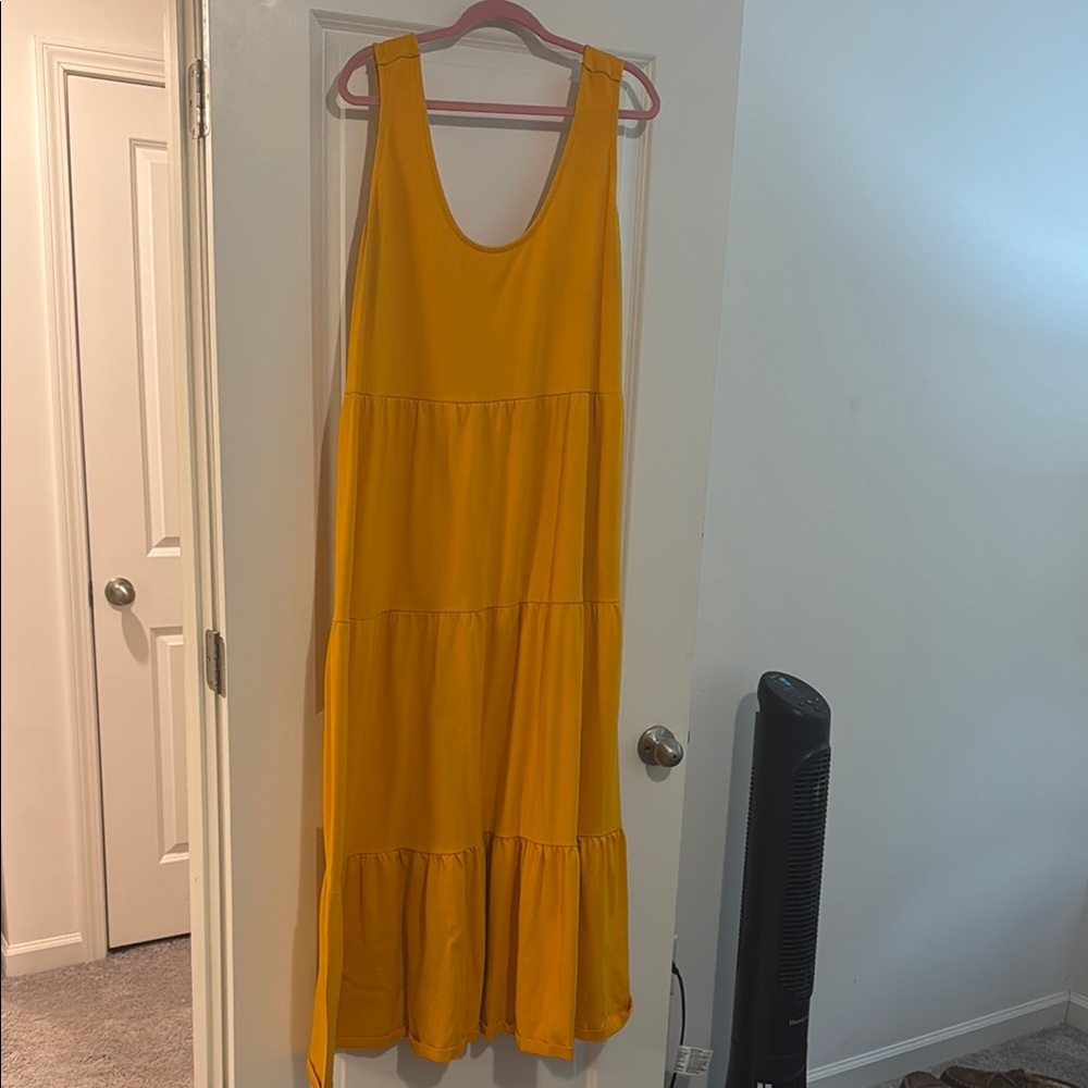 Yellow Sleeveless Cotton Maxi Dress